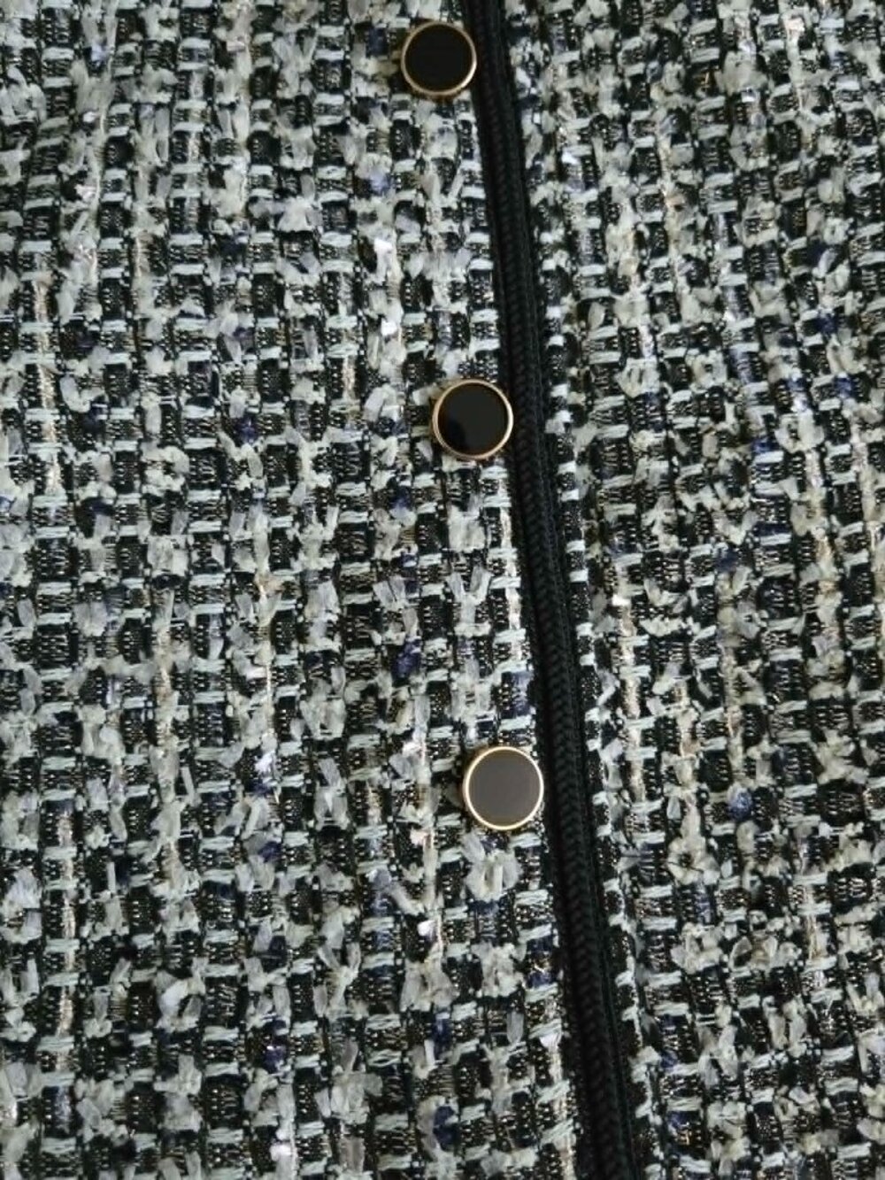 Black White Bouclé Tweed Jacket & Skirt Set Dynamite L Old Money French Girl - Picture 5 of 16